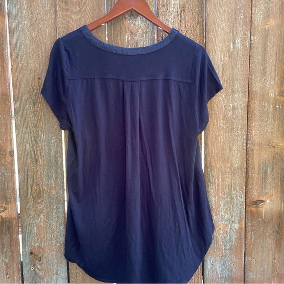 ALFANI Womens Navy Round Neck Flowy Short Sleeve Shirt Size Large - Picture 8 of 9